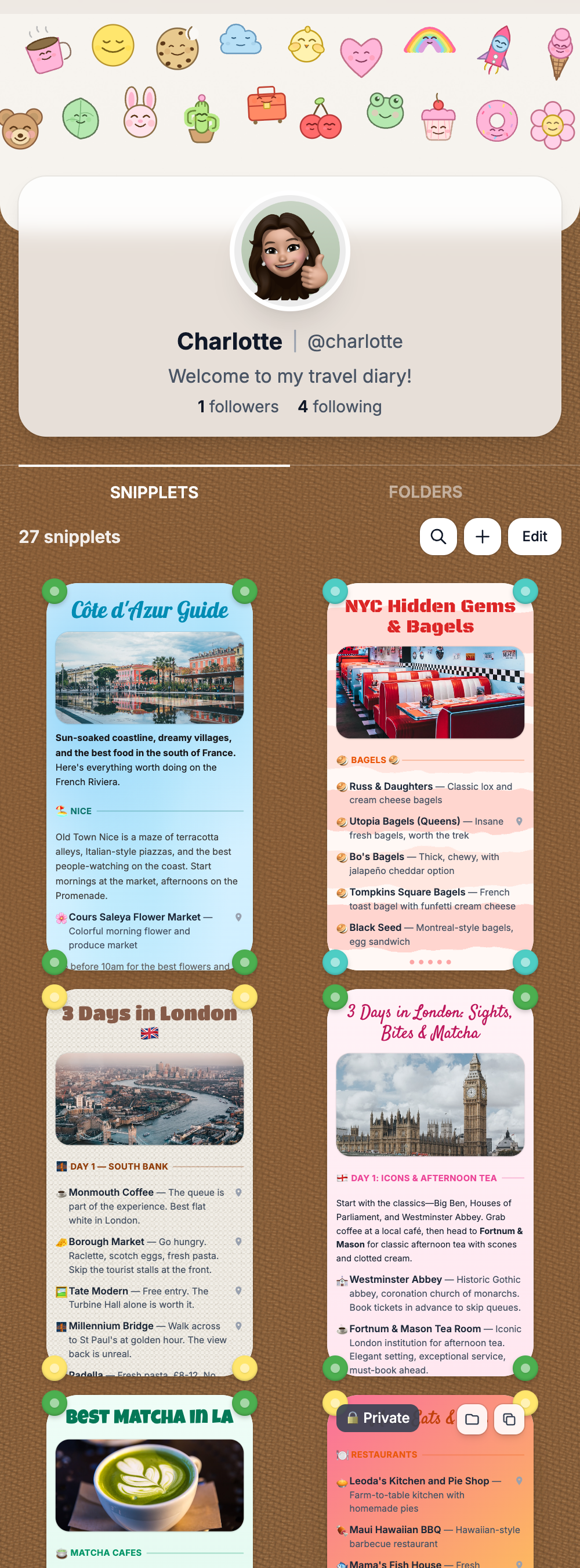 Profile with Bulletin Board theme