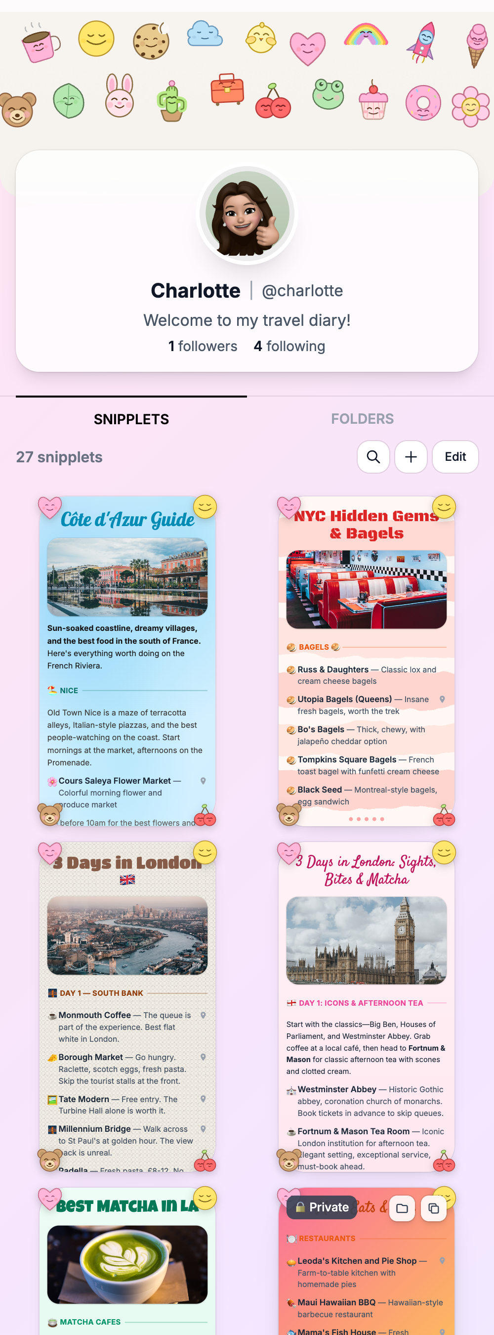 Profile with Kawaii Dreams theme