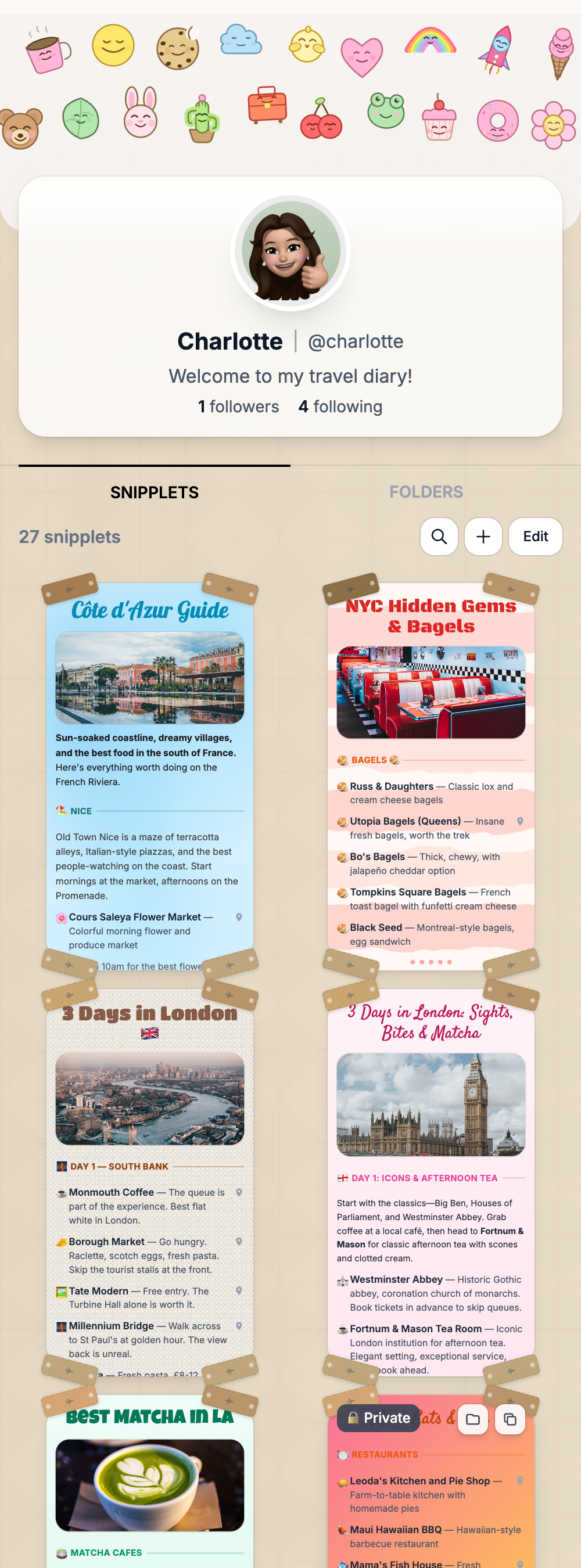Profile with Travel Map theme